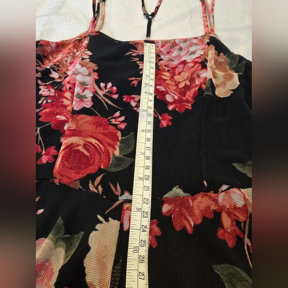 UO Urban Outfitters Black Floral Mini Knit Mesh Romper. Size XS. - Picture 12 of 13